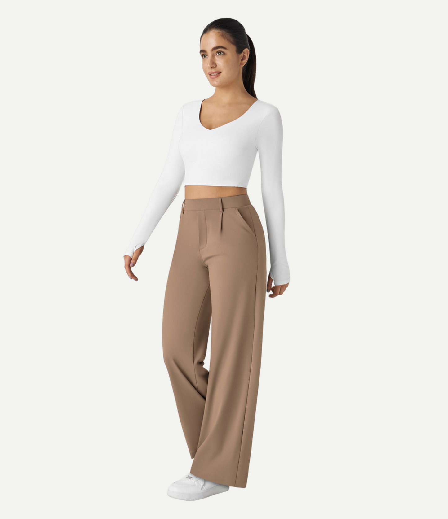 High Waisted Pocket Straight Leg Work Pants