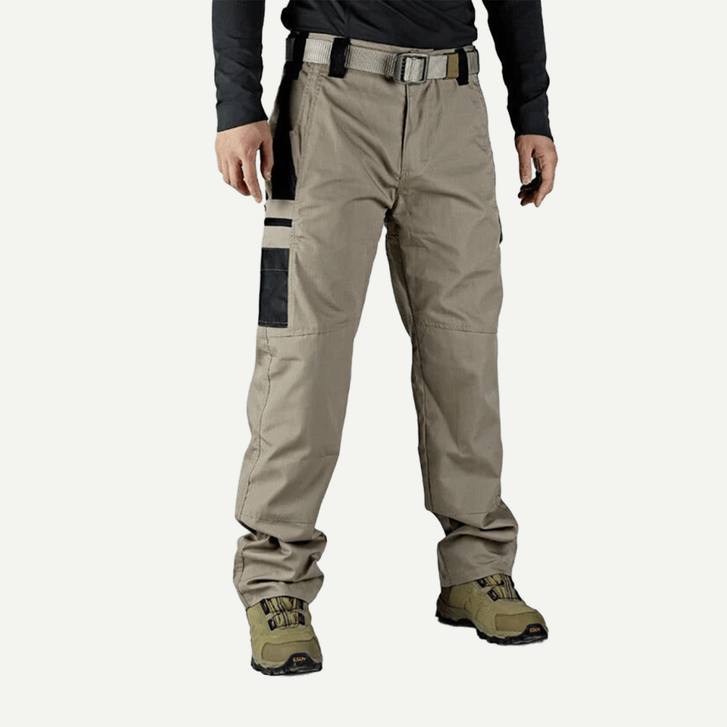 Men's solid color printed pocket zipper waterproof EDC work pants