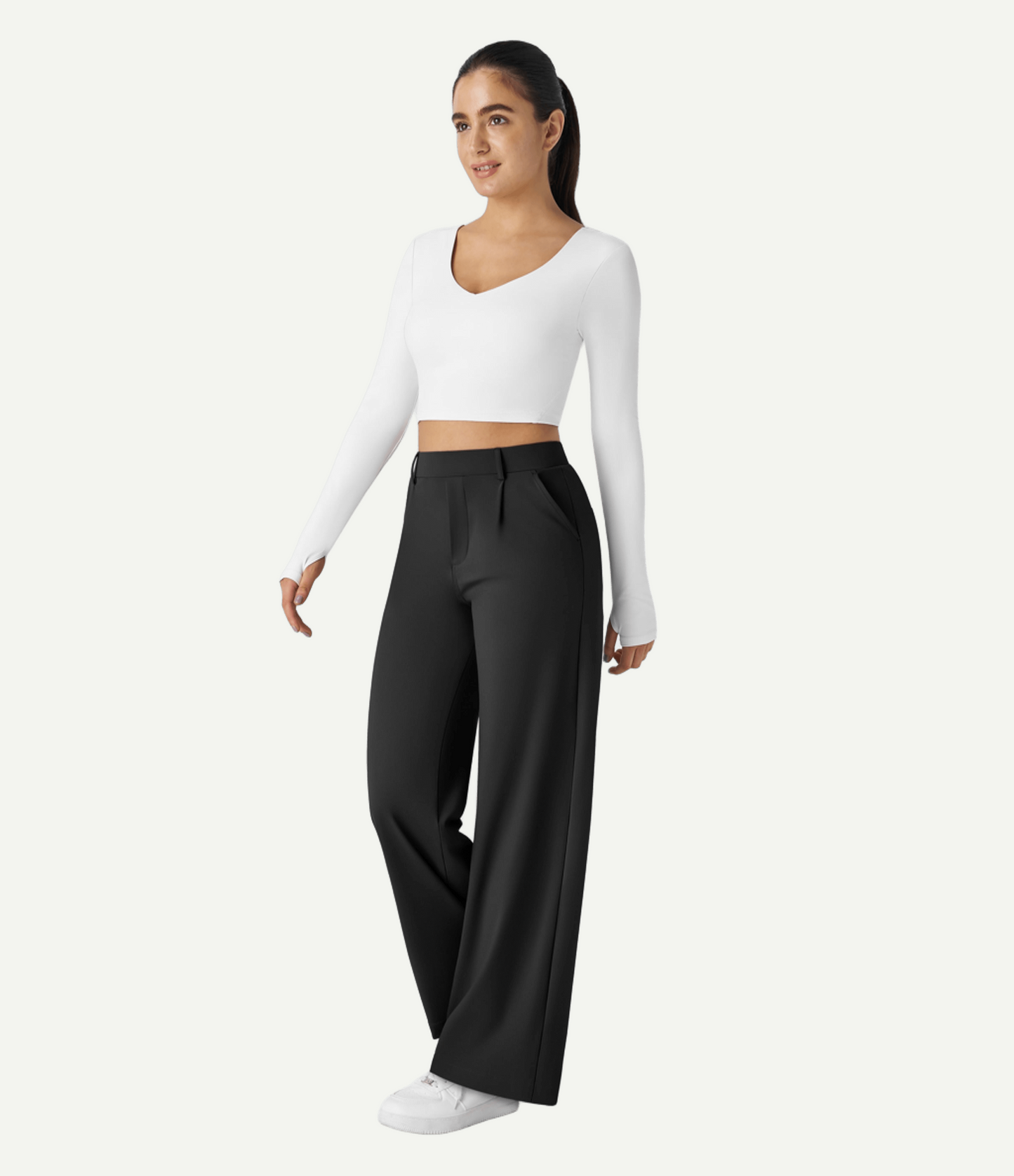 High Waisted Pocket Straight Leg Work Pants