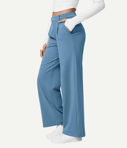 High Waisted Pocket Straight Leg Work Pants