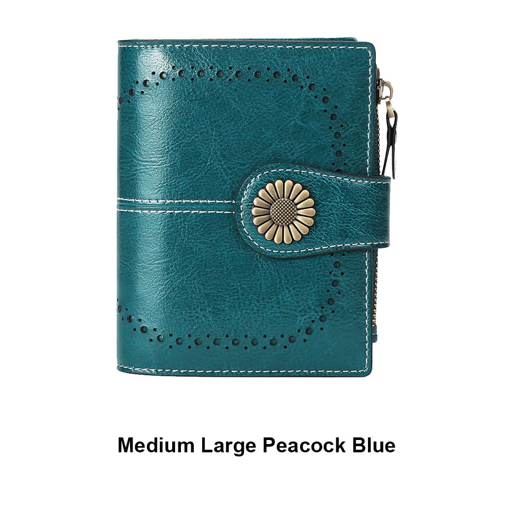 Small Women’s Leather Bifold Wallet with RFID & Zipper Coin Pocket