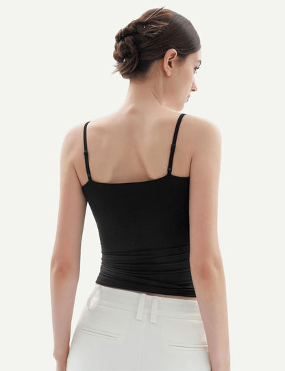 Women's Square Neck Tank Top Adjustable Spaghetti Straps Sleeveless