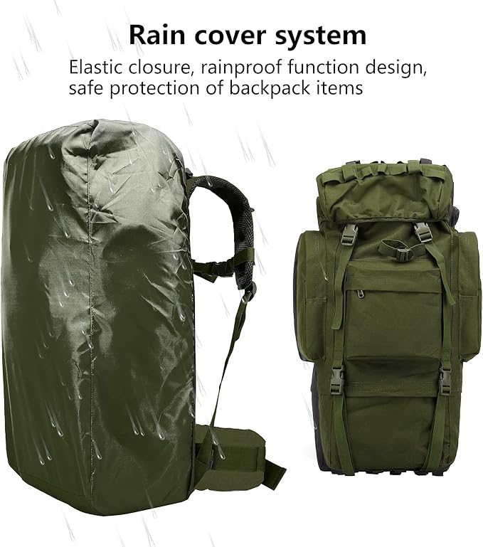 65L Waterproof Oxford Mountaineering Backpack with Rain Cover