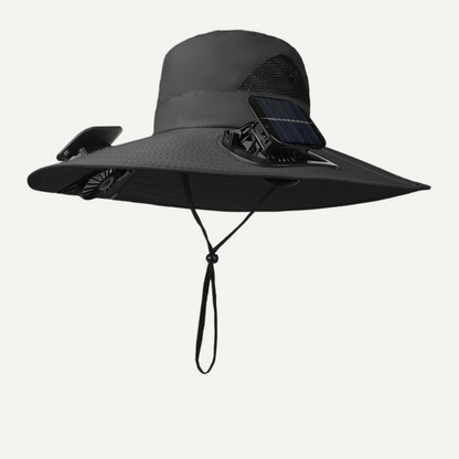 Outdoor Wide Brim Sun Hat With Solar Fan
