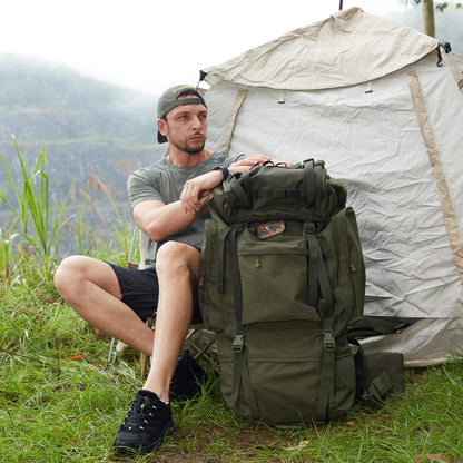 65L Waterproof Oxford Mountaineering Backpack with Rain Cover